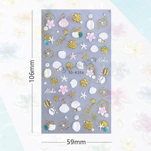 Ocean Flowers 5D Nail Stickers 5D-K355-K359 Clearance No Brand