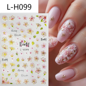 Flowers 3D Nail Sticker L-H Series Clearance No Brand L-H099