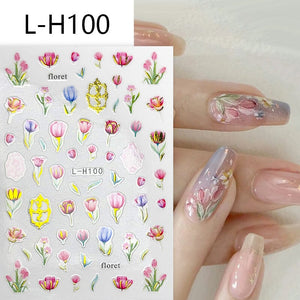 Flowers 3D Nail Sticker L-H Series Clearance No Brand L-H100