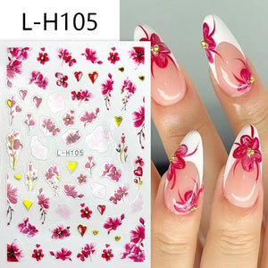 Flowers 3D Nail Sticker L-H Series Clearance No Brand L-H105