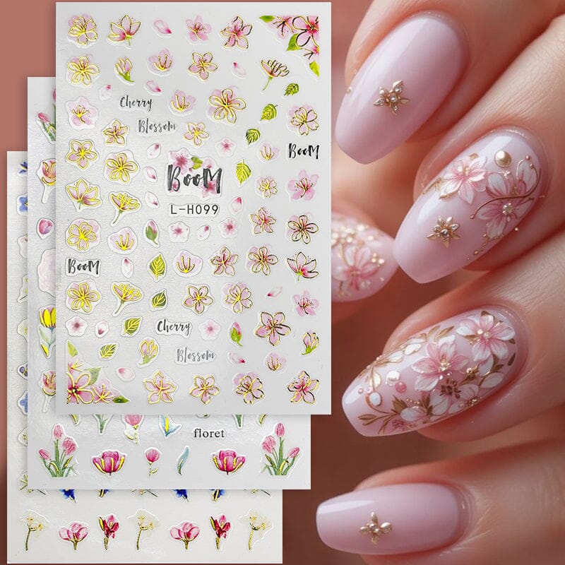 Flowers 3D Nail Sticker L-H Series Clearance No Brand