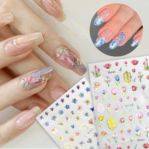Flowers 3D Nail Sticker L-H Series Clearance No Brand