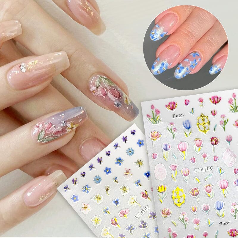 Flowers 3D Nail Sticker L-H Series Clearance No Brand