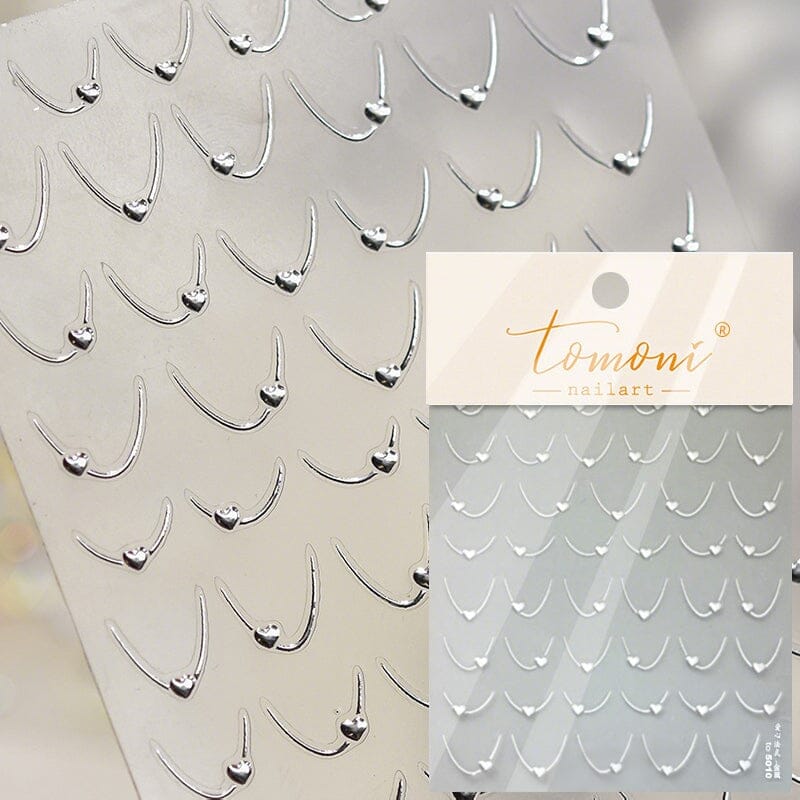 Heart 5D Nail Sticker to5010 Silver Nail Art No Brand
