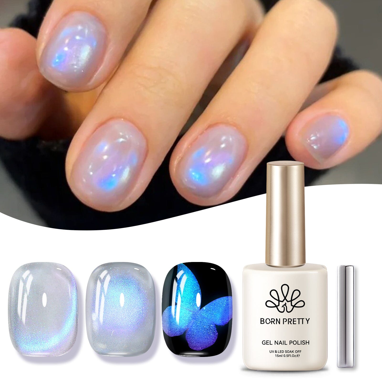 Aurora Cat Magnetic Gel Polish MY304 Blue Tears 15ml Gel Nail Polish BORN PRETTY