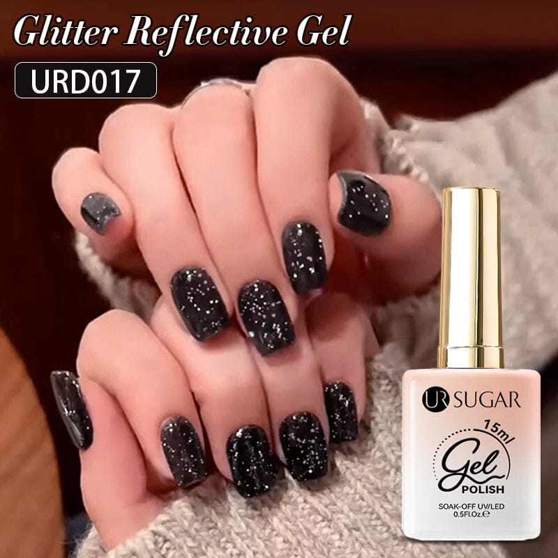 Black Glitter Reflective Gel Polish 15ml Gel Nail Polish UR SUGAR