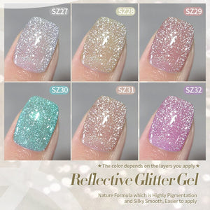 Reflective Glitter Gel Polish SZ27-SZ32 Carat Mirage 10ml Gel Nail Polish BORN PRETTY