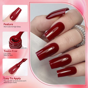 6 Colors Gel Polish Set S27 Red Theory 7ml Gel Nail Polish BORN PRETTY