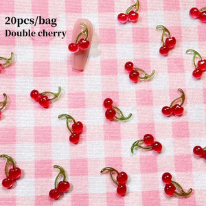 20pcs Sweet Mini Red Cherry 3D Nail Decorations Nail Art No Brand 01