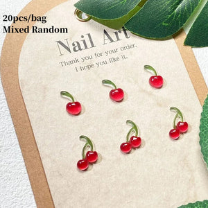 20pcs Sweet Mini Red Cherry 3D Nail Decorations Nail Art No Brand 03