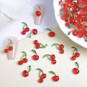 20pcs Sweet Mini Red Cherry 3D Nail Decorations Nail Art No Brand