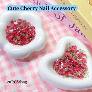 20pcs Sweet Mini Red Cherry 3D Nail Decorations Nail Art No Brand