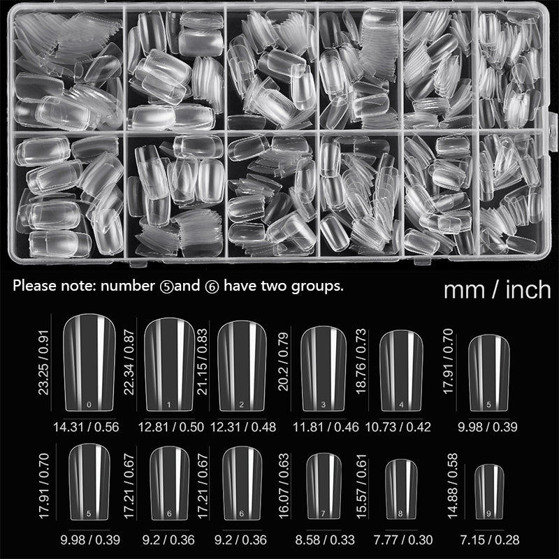 600pcs Square Transparent False Nail Tips