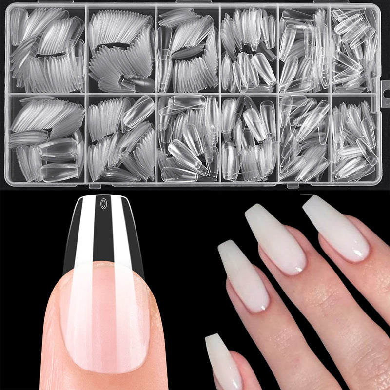 600pcs Coffin Transparent False Nail Tips