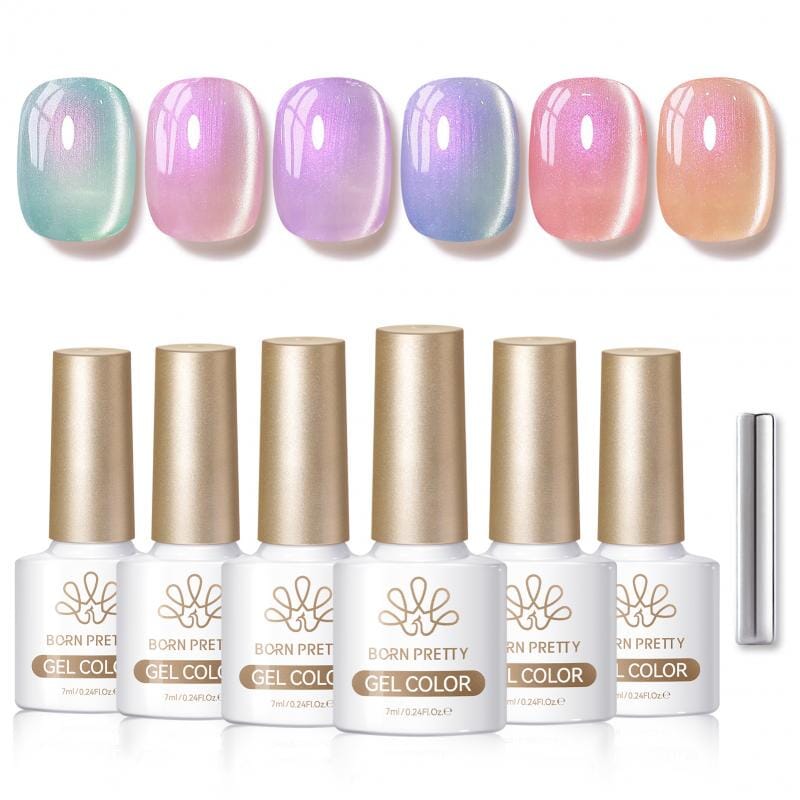 6 Colors Auroras Cat Magnetic Gel M43 Coral Sea 7ml Gel Nail Polish BORN PRETTY