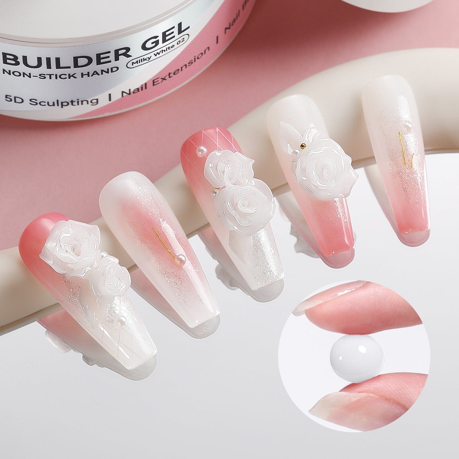 Hema-Free Non Stick Hand Extension Gel Milky White 60g Extension Nail Gel BORN PRETTY