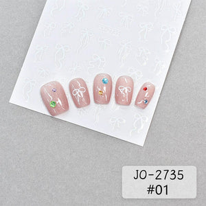 White Bowknot 3D Self Adhesive Nail Stickers Nail Art No Brand