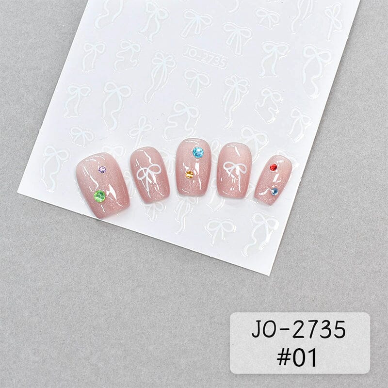 White Bowknot 3D Self Adhesive Nail Stickers Nail Art No Brand