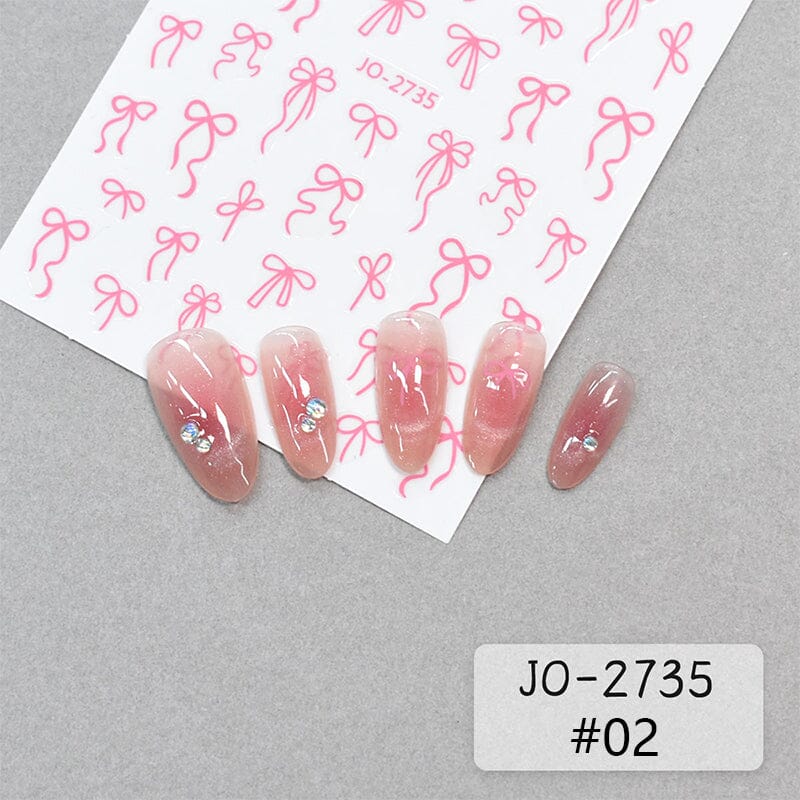 Pink Bowknot 3D Self Adhesive Nail Stickers Nail Art No Brand