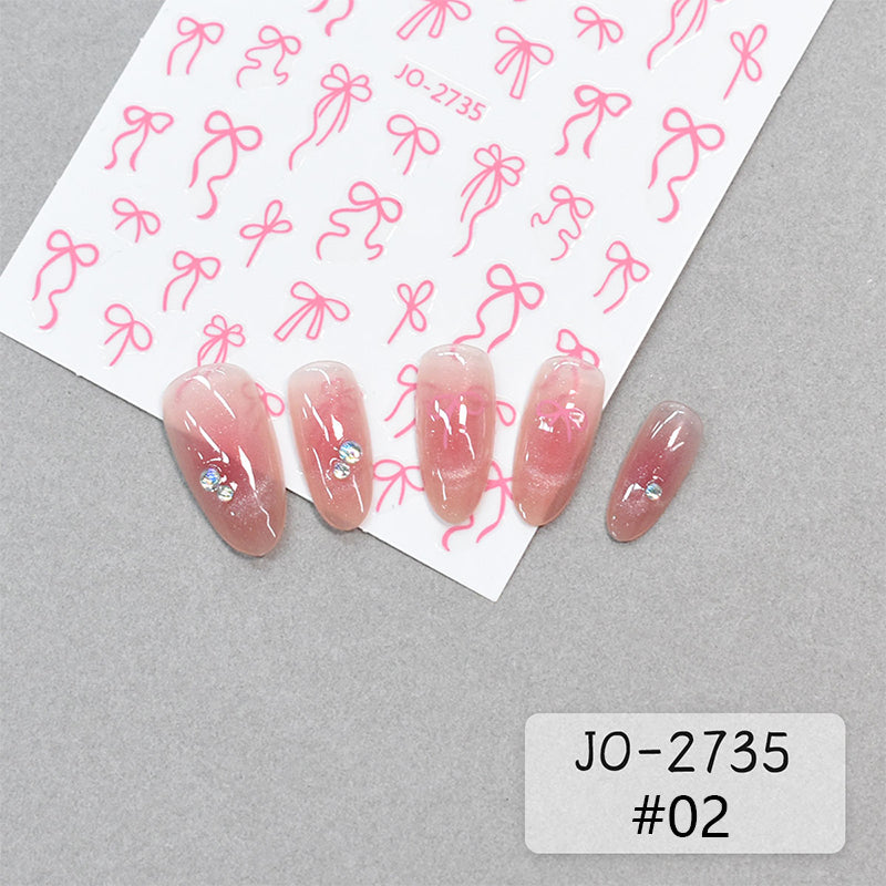Pink Bowknot 3D Self Adhesive Nail Stickers