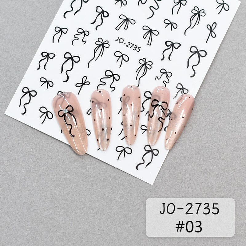 Black Bowknot 3D Self Adhesive Nail Stickers Nail Art No Brand