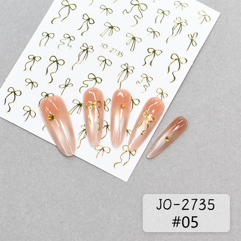 Gold Bowknot 3D Self Adhesive Nail Stickers