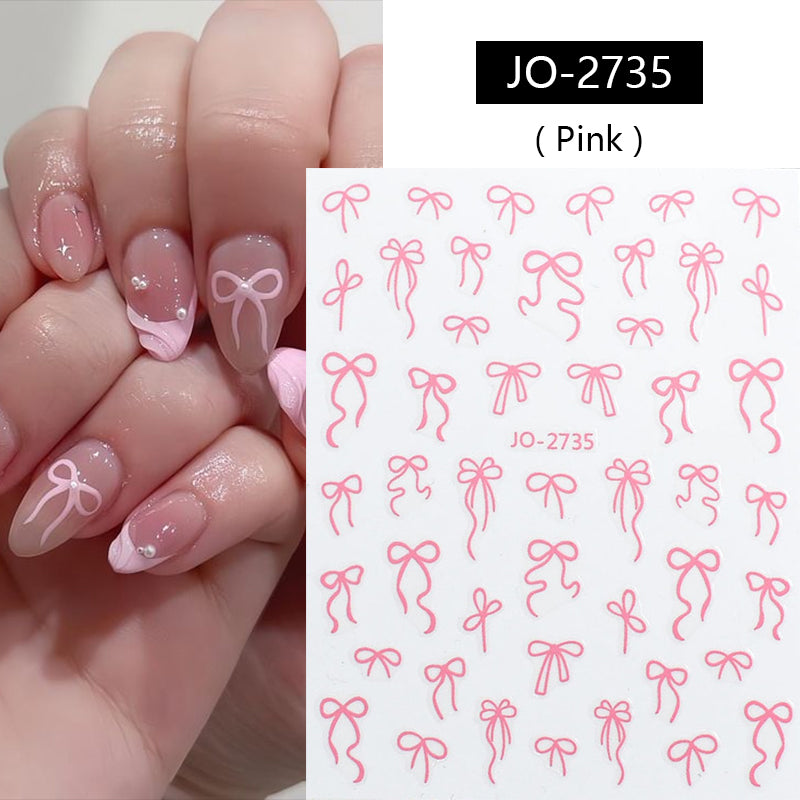 Pink Bowknot 3D Self Adhesive Nail Stickers