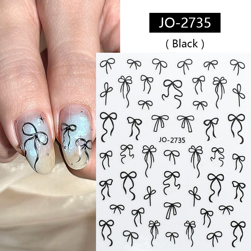 Black Bowknot 3D Self Adhesive Nail Stickers
