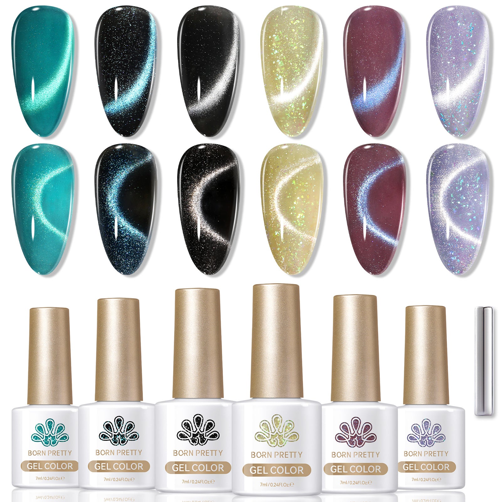 6 Colors Colored Cat Magnetic Gel Polish Set M13 Cloud Dress 7ml