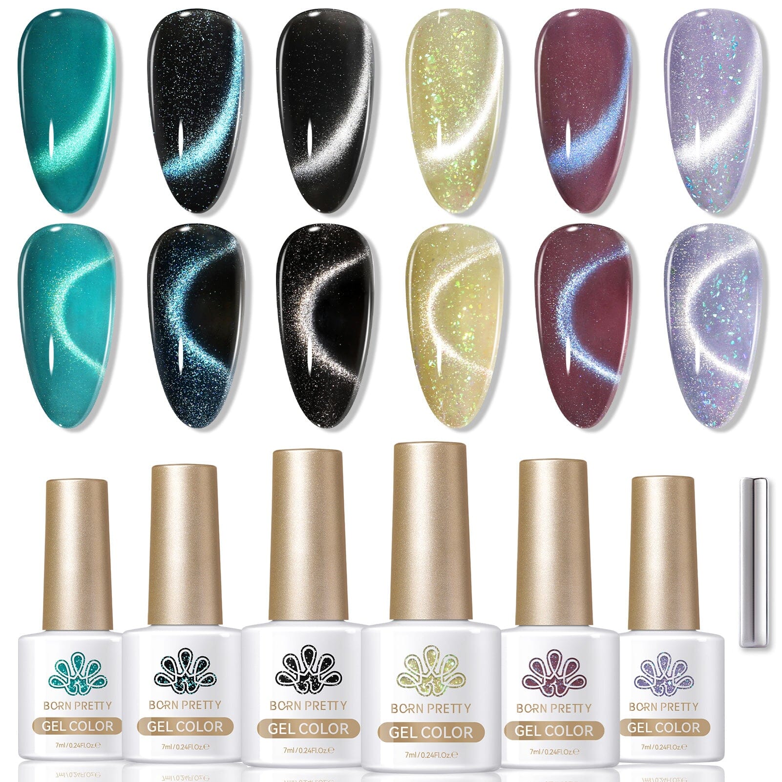 6 Colors Colored Cat Magnetic Gel Polish Set M13 Cloud Dress 7ml Gel Nail Polish BORN PRETTY