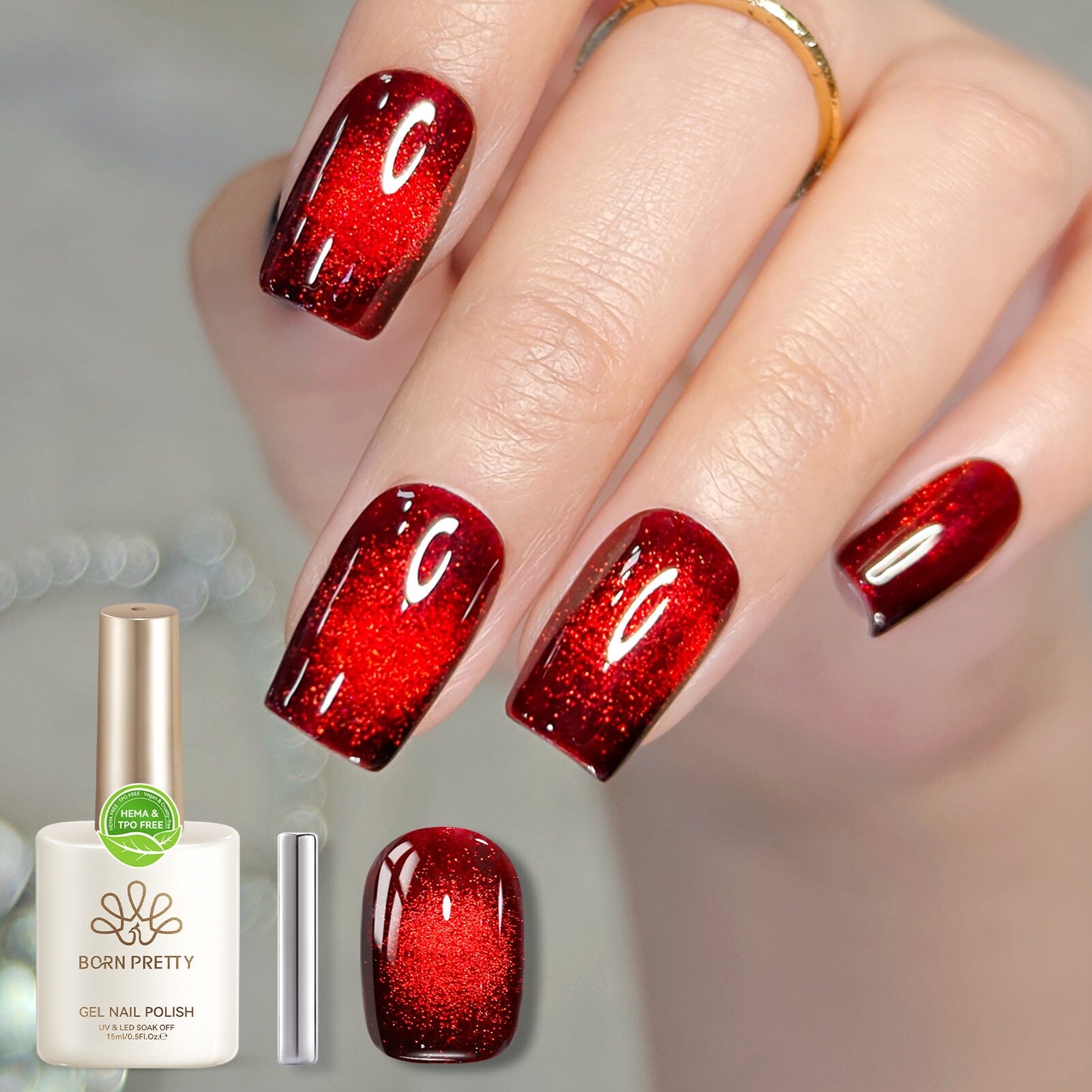 Crystal Cat Magnetic Gel MY154 Red Spider Lily 15ml HEMA/TPO FREE Gel Nail Polish BORN PRETTY