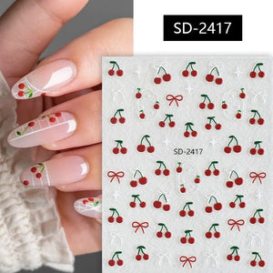 Cherry Strawberry 3D Nail Stickers Clearance No Brand SD-2417