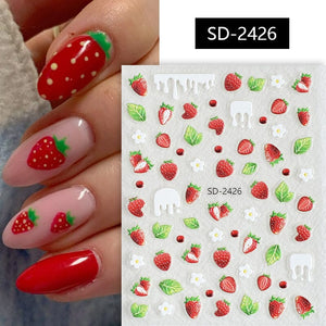 Cherry Strawberry 3D Nail Stickers Clearance No Brand SD-2426