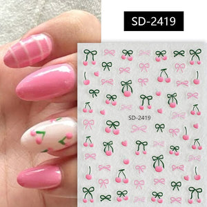 Cherry Strawberry 3D Nail Stickers Clearance No Brand SD-2419