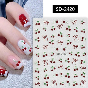 Cherry Strawberry 3D Nail Stickers Clearance No Brand SD-2420