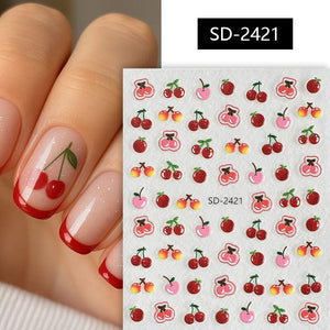 Cherry Strawberry 3D Nail Stickers Clearance No Brand SD-2421