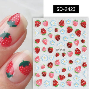 Cherry Strawberry 3D Nail Stickers Clearance No Brand SD-2423