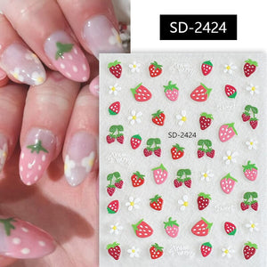 Cherry Strawberry 3D Nail Stickers Clearance No Brand SD-2424