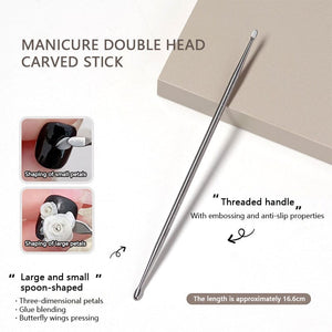 Double Headed Spoon Metal Carved Stick Nail Tips No Brand