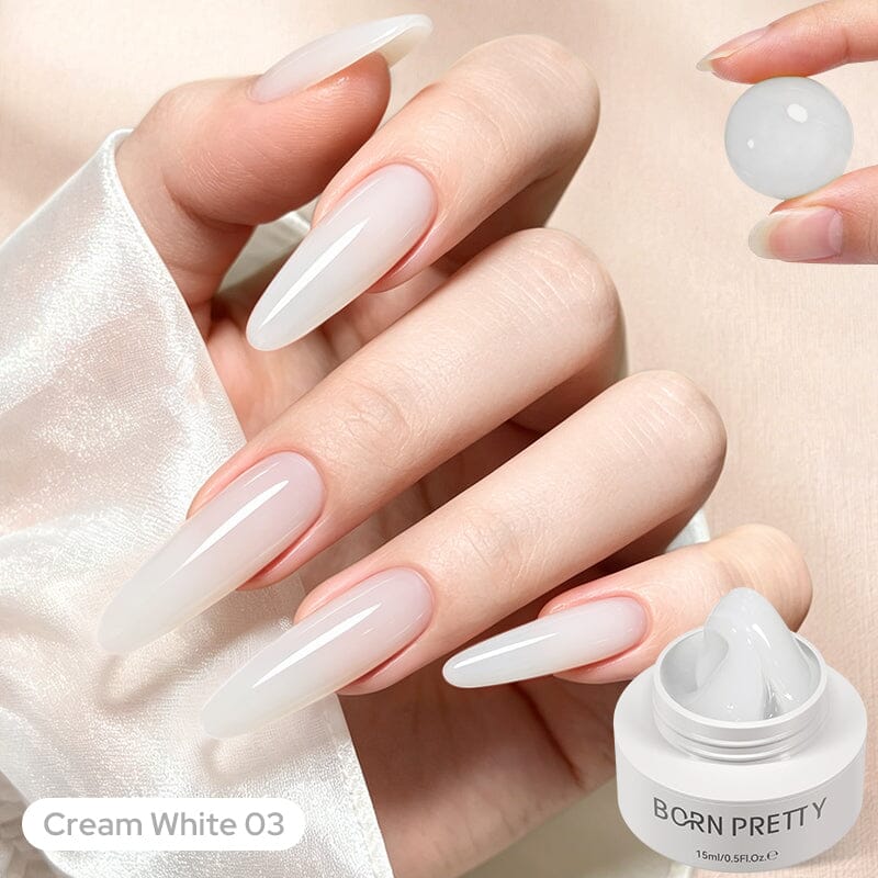 Non‑Stick Hand Builder Gel 5D Sculpting Gel 15ml Extension Nail Gel BORN PRETTY Cream White 03