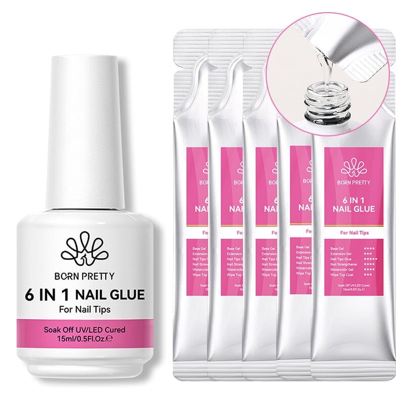 6pcs Set 6 in 1 Nail Glue Gel Polish 15ml Gel Nail Polish BORN PRETTY