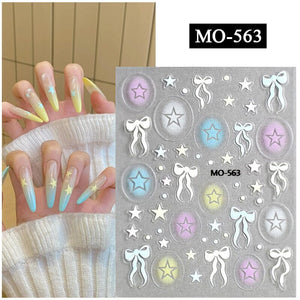 Star Bowknot 3D Nail Stickers MO Series Clearance No Brand MO-563