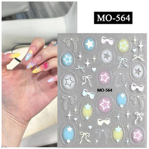 Star Bowknot 3D Nail Stickers MO Series Clearance No Brand MO-564