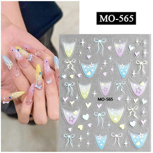 Star Bowknot 3D Nail Stickers MO Series Clearance No Brand MO-565