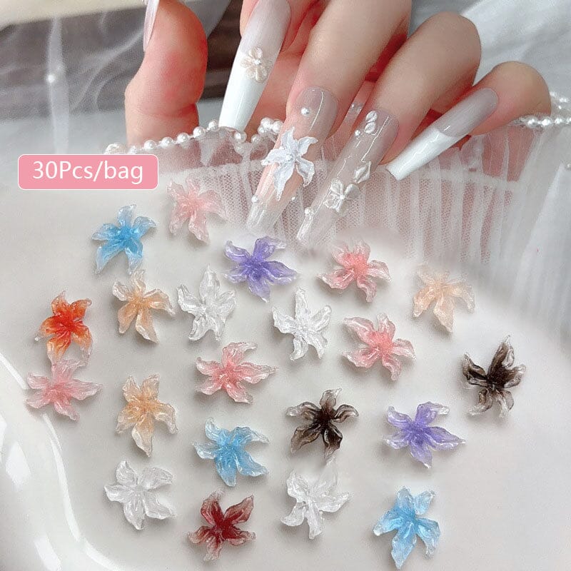 lily flower nail designs 30pcs Lily Flowers Plastic Nail Art Decorations