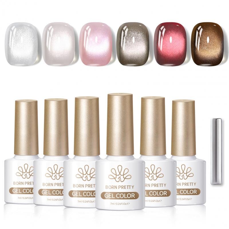 6 Colors Glass Cat Magnetic Gel M11 Obsidian Ode 7ml Gel Nail Polish BORN PRETTY
