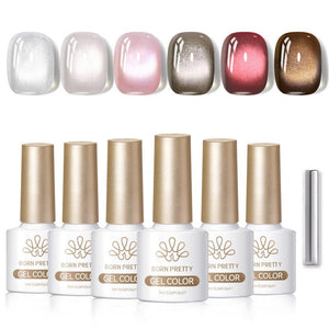 6 Colors Glass Cat Magnetic Gel M11 Obsidian Ode 7ml Gel Nail Polish BORN PRETTY