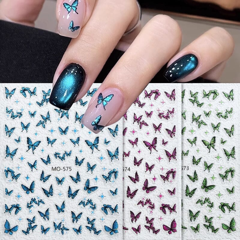 Glitter Butterfly 3D Nail Stickers Nail Sticker No Brand