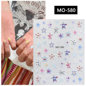 Leopard Star 3D Nail Stickers MO-580 Clearance No Brand