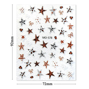 Leopard Star 3D Nail Stickers MO-580 Clearance No Brand